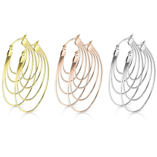 Oval Layers Surgical Steel Hoop Earrings Oval Layers Surgical Steel Hoop Earrings