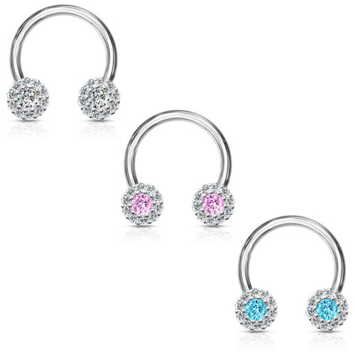CZ Halo Steel Horseshoe Ring 16G CZ Halo Steel Horseshoe Ring 16G