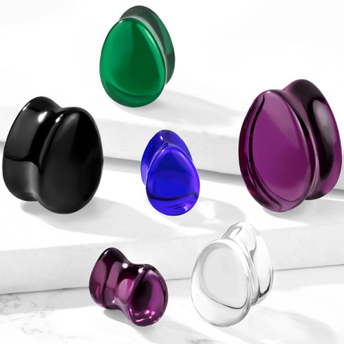 Green Teardrop Shaped Glass Plugs (1g-5/8") Green Teardrop Shaped Glass Plugs (1g-5/8")