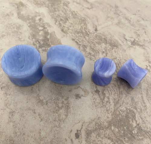 Light Blue Lace Agate Synthetic Stone Plugs (2g-1") Light Blue Lace Agate Synthetic Stone Plugs (2g-1")