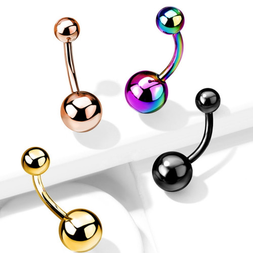 1-4PC 14G Double Ball G23 Titanium Belly Ring