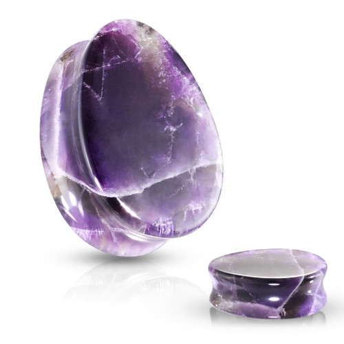 Amethyst Stone Teardrop Plugs (2g-1") Amethyst Stone Teardrop Plugs (2g-1")