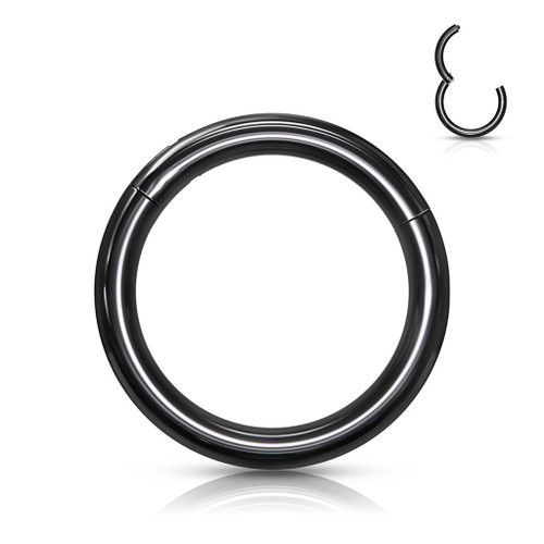 Black G23 Titanium Hinged Segment Ring Hoop 20G-14G