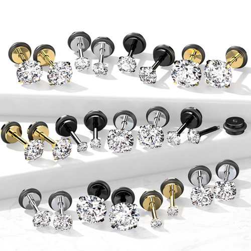 Fake nipple piercing jewelry barbell magnet, CZ diamond, Magnetic