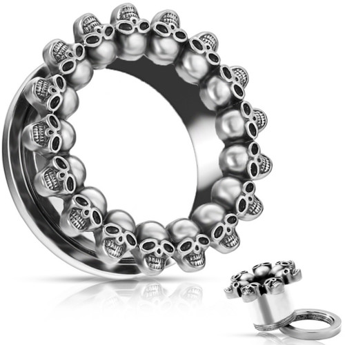 Skull Circle Steel Screw Fit Steel Tunnels (2g-1") Skull Circle Steel Screw Fit Steel Tunnels (2g-1")