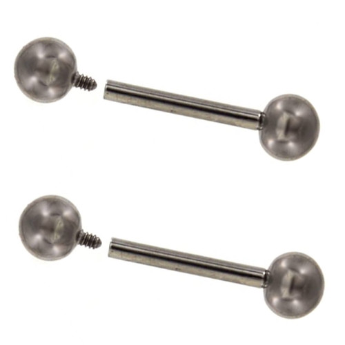 2PC 16G-14G Titanium Barbells Internally Threaded 2PC 16G-14G Titanium Barbells Internally Threaded