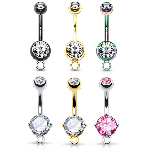 Double Jeweled Add a Charm & Personalize Belly Ring 
