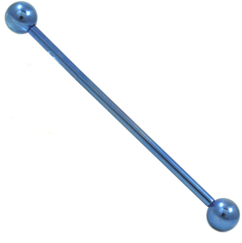 Blue Titanium Industrial Barbell 14g 1 &1/2"