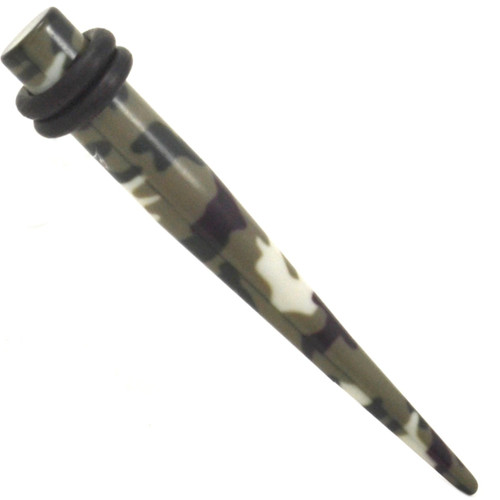 Light Green Camouflage Print Acrylic Tapers (8g-00g)