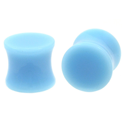 Light Blue Solid Acrylic Saddle Ear Plugs (10g-3/4")