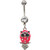 Neon Pink Vintage Owl Dangle Belly Ring
