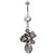 Steel Rose & Faceted Smokey Gem Belly Ring