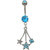 Double Star/Double Gem Aqua Gem Belly Ring