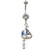 Sailboat & Anchor Dangling Belly Ring w/Clear Gem