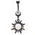 Black Tribal Sun Dangle Belly Ring w/AB Gems