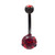 Black & Red Double Gem Prong Set Belly Ring