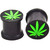 Pot Leaf Flat Silicone Double Flared Ear Plugs (2g-5/8")