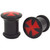 Red and Black Iron Cross Single Flared Plugs (4g-1/2")