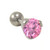 Prong Set Pink Gem Cartilage Tragus Barbell 16g 