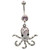 Stainless Steel Octopus Light Purple Gems Belly Ring 