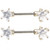 PAIR - Clear Double Gem Star Steel Nipple Bars 14g 1/2"