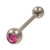 G23 Titanium Pink CZ Gem Tongue Ring Barbell 14g 5/8"