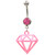 Pink Diamond Shaped Dangle Belly Button Ring