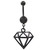 Black Diamond Shaped Dangle Belly Button Ring