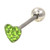 Green Crystal Paved Heart Tongue Ring Barbell 14g 5/8"