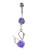 Tanzanite Gems Swan Bird Steel Dangle Belly Ring