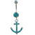 Gem Covered Teal Anchor Belly Button Ring 