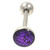 Purple Glitter Filled Dome Tongue Ring Barbell 14g 5/8"