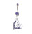 Tanzanite Gem Paved Heart Bow Tie Dangle Belly Ring