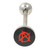 Red/Black Anarchy Symbol Tongue Ring Barbell 14g 5/8"