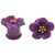 Purple Hibiscus Flower Single Flared Plugs (6g-5/8")