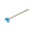 Bend To Fit Aqua Square CZ Gem Nose Bone 20 Gauge