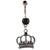 Vintage Crown w/Black Gems Belly Button Ring