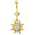 Gold Plated Tribal Sun w/AB Gems Belly Ring