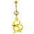 Gold Plated Dangling Dolphin & Heart Belly Ring