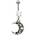 Woven Steel Quarter Moon Clear CZ Belly Ring 