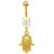 Gold Plated Clear Gem Hamsa Dangle Belly Ring 