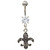 Royal Fleur De Lis Grey Gemmed Belly Ring