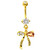 Fancy Gold Plated Clear/Peach Ribbon Belly Ring