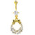 Gold Plated Bow & Gem Paved Circle Belly Ring