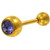 Violet CZ Sparkle Gold-Tone Barbell 16g 1/4"