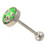 Green/Pink Cherry Blossoms Logo Tongue Ring 14g 5/8"