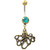 Brass Plated Octopus Teal CZ Belly Ring