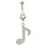 Double Gem Clear Eighth Note Quaver Belly Ring