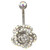 Aurora Borealis Gem Sprinkled Rose Belly Ring 