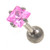 Pink Square Cut CZ Cartilage Tragus Bar 16g 1/4"